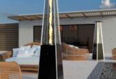 Quartz tube pyramid patio heater with electric ignition (black)