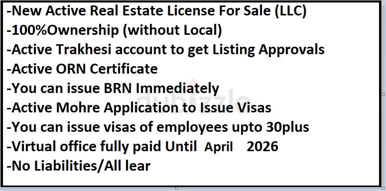 ACTIVE REAL ESTATE BUSINESS LICENSE FOR SALE