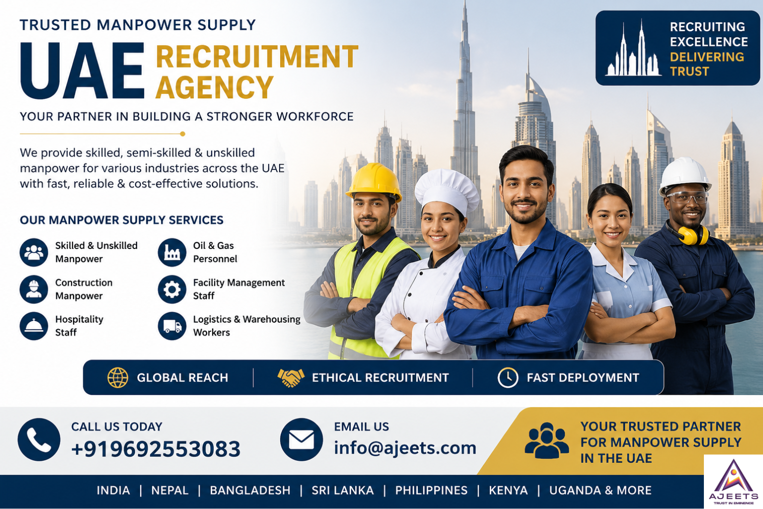 Hire Skilled Manpower for UAE | Trusted Overseas Recruitment Agency | Fast & Reliable Staffing Solutions